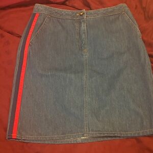 Boden Blue Denim A-Line Skirt with Red Side Stripe - Size 4 US